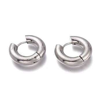 201 Stainless Steel Huggie Hoop Earrings, with 304 Stainless Steel Pin, Hypoallergenic Earrings, Ring, Stainless Steel Color, 20.5x5mm, 4 Gauge, Pin: 1mm