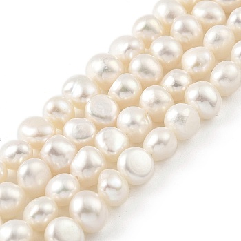 Natural Cultured Freshwater Pearl Beads Strands, Two Sides Polished, PapayaWhip, 6~7mm, Hole: 0.5mm, about 25pcs/strand, 6.69''(17cm)