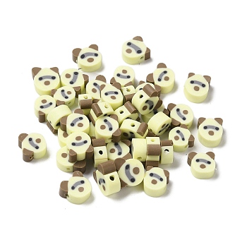 Handmade Polymer Clay Beads, Animal, Light Yellow, Dog, 9x9x4mm, Hole: 1.6mm