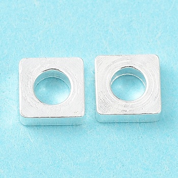 304 Stainless Steel Beads, Square, Silver, 4x4x1mm, Hole: 2mm