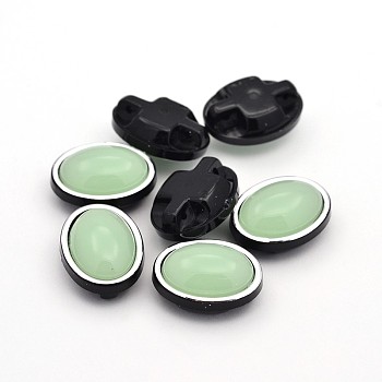 Sew on Taiwan Acrylic, Garment Accessories, Oval, Light Green, 13x11x7mm, Hole: 1mm