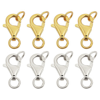 8Pcs 2 Colors 925 Sterling Silver Lobster Claw Clasps, with Jump Rings, Golden & Silver, 10mm, Clasp: 8x5x2mm, 4pcs/color