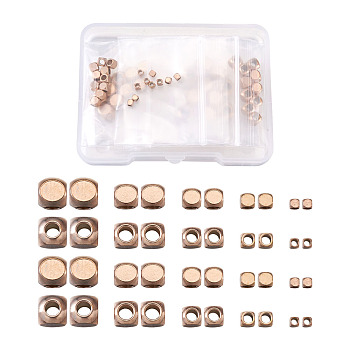 Vacuum Plating 304 Stainless Steel Beads, Cube, Rose Gold, 4x4x4mm, Hole: 2.5mm, 50pcs/box