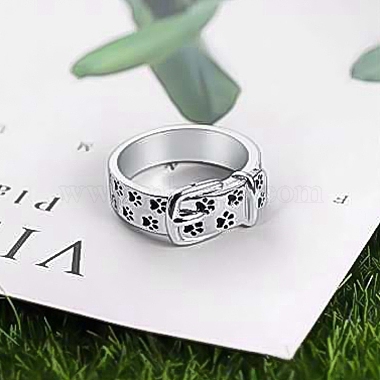 Dog Paw Print Pattern Enamel Finger Ring(ANIM-PW0001-058B)-2