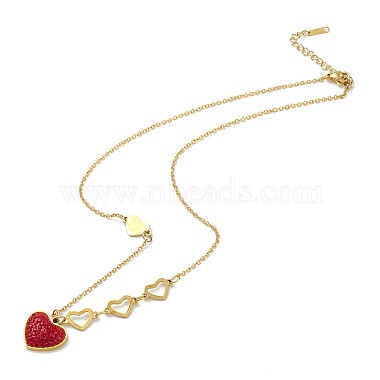 Rhinestone Heart Pendant Necklace(NJEW-M199-03G)-2
