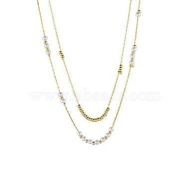 304 Stainless Steel Coreana Chains Double Layer Necklaces(BJEW-K257-04G)-5