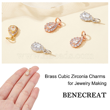 BENECREAT 12Pcs 3 Colors Brass Cubic Zirconia Charms(KK-BC0002-77)-2