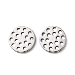 Hollow 304 Stainless Steel Charms, Flat Round, Stainless Steel Color, 8x1mm, Hole: 0.9mm(STAS-G385-05P-02)
