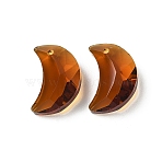 Glass Pendants, Moon Charm, Faceted, Coconut Brown, 20x13.5x7.5mm, Hole: 1.6mm(GLAA-I062-02A-05)