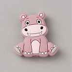 Rhinoceros Food Grade Eco-Friendly Silicone Beads, Pink, 30x28.5x9mm, Hole: 2.2mm(SIL-WH0019-24B)