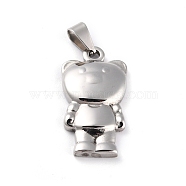 304 Stainless Steel Pendant, Bear, Stainless Steel Color, 30x16x4mm, Hole: 3.5x8mm(STAS-G246-04)