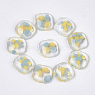 Resin Cabochons, Square, Colorful, 16x16x4.5mm(X-CRES-T014-25D)