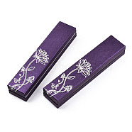 Cardboard Jewelry Set Boxes, Flower of Life Printed Outside and Black Sponge Inside, Rectangle, Purple, 22.4x4.9x3.4cm(CBOX-T005-03B)
