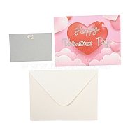 Rectangle 3D Pop Up Paper Greeting Card, with Paper Card and Envelope, Valentine's Day Wedding Birthday Invitation Card, Heart, 200x150x3mm, Open: 200x300x85mm(AJEW-F064-01A)