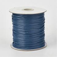 Eco-Friendly Korean Waxed Polyester Cord, Marine Blue, 1mm, about 169.51~174.98 Yards(155~160m)/Roll(YC-P002-1mm-1140)