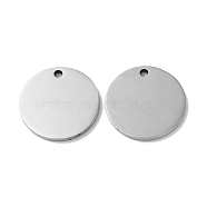 304 Stainless Steel Pendants, Stamping Blank Tag, Flat Round Charm, Stainless Steel Color, 17x1.3mm, Hole: 1.6mm(STAS-Q308-09L-P)