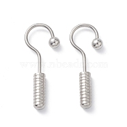 304 Stainless Steel Screw Hooks Shape Dangle Earrings for Woman, Stainless Steel Color, 31x12x4mm, Pin: 1.2mm(EJEW-F312-09P)