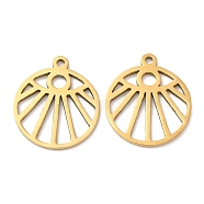201 Stainless Steel Pendants, Hollow, Flat Round with Eye Charm, Golden, 18x15.5x1mm, Hole: 1.2mm(STAS-A084-13G)