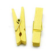 Dyed Wooden Craft Pegs Clips, Yellow, 35x7x10mm(WOOD-R249-013G)