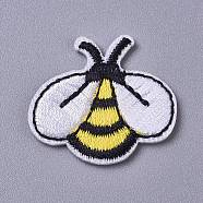 Computerized Embroidery Cloth Iron on/Sew on Patches, Costume Accessories, Appliques, Bees, Yellow, 25.5x28.5x1.5mm(DIY-I016-33)