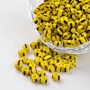 6/0 Opaque Colours Seep Glass Beads, Round Seed Beads, Yellow, 3.5~4x2.5~3mm, Hole: 0.5mm, about 5500pcs/450g(SEED-M006-A03)