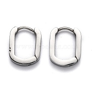 304 Stainless Steel Huggie Hoop Earrings, Oval, Stainless Steel Color, 14x11x3mm, Pin: 1mm(STAS-H156-11B-P)