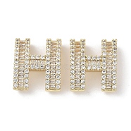Brass Micro Pave Clear Cubic Zirconia Beads, Letter H, Real 18K Gold Plated, 15x13x5.5mm, Hole: 2.5x12mm(KK-G491-32G)