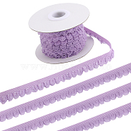 10 Yards Polyester Elastic Lace Trim, Single Edged Flower Trimming, for Clothes Sewing, Lilac, 1/2 inch(12mm), about 10.00 Yards(9.14m)/Roll(SRIB-WH0011-121B)