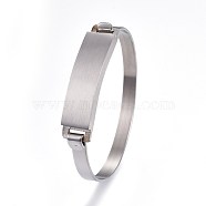 304 Stainless Steel ID Bangles, Stainless Steel Color,  2 inch(5.2cm)x2-1/2 inch(6.4cm)(BJEW-F354-12P)