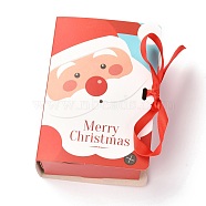Christmas Folding Gift Boxes, Book Shape with Ribbon, Gift Wrapping Bags, for Presents Candies Cookies, Santa Claus, 13x9x4.5cm(CON-M007-03D)