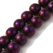 Electroplated Synthetic Magnetic Hematite Beads Strands, Round, Purple Plated, 12mm, Hole: 1.2mm, about 33pcs/strand, 15.75''(40cm)(G-I364-K01-03)