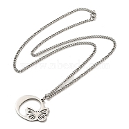 201 Stainless Steel Necklace, Letter O, 23.74 inch(60.3cm) p: 27.5x34.5mm(NJEW-Q336-01O-P)