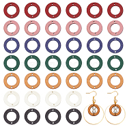 140Pcs 7 Colors Wood Connector Charms, Dyed, Ring Links, Mixed Color, 20x2.5mm, Hole: 1.2mm, 20pcs/color(WOOD-NB0002-21)
