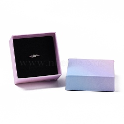 Gradient Color Cardboard Gift Boxes, with Sponge Inside, Square, Pink & Light Sky Blue, 7.5x7.5x3.8cm, 68x68mm Inner Diameter, Depth: 33mm(CBOX-H006-01B)