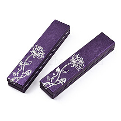 Cardboard Jewelry Set Boxes, Flower of Life Printed Outside and Black Sponge Inside, Rectangle, Purple, 22.4x4.9x3.4cm(CBOX-T005-03B)