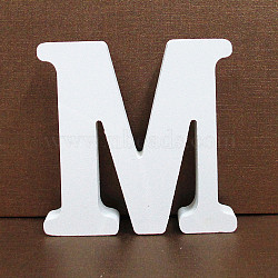 Letter Wooden Ornaments, for Home Wedding Decoration Shooting Props, Letter.M, 100x100x15mm(LETT-PW0002-61M)