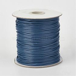 Eco-Friendly Korean Waxed Polyester Cord, Marine Blue, 1mm, about 169.51~174.98 Yards(155~160m)/Roll(YC-P002-1mm-1140)