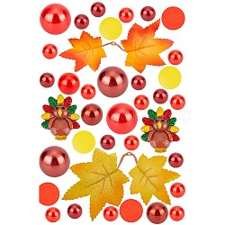 DIY Thanksgiving Day Vase Fillers , Including Plastic Round Beads, Rabbit Resin Cabochons, Ornament Accessories, Leaf Plastic & Cloth Simulation, Mixed Color(DIY-BC0009-69)