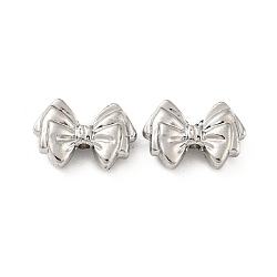 Alloy Beads, Long-Lasting Plated, Lead Free & Cadmium Free & Nickel Free, Bowknot, Platinum, 12x17x6mm, Hole: 1.8mm(PALLOY-K020-12P)