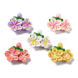 Opaque Resin Cabochons, Flowers, Mixed Color, 26x30x7mm(RESI-R455-01J)