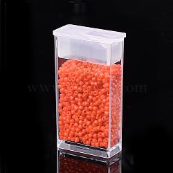 MGB Matsuno Glass Beads, Japanese Seed Beads, 12/0 Opaque Glass Round Hole Rocailles Seed Beads, Orange Red, 2x1mm, Hole: 0.5mm; about 900pcs/box; net weight: about 10g/box(SEED-R033-2mm-734)