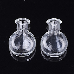 Handmade Blown Glass Globe Cover, For Bottle Pendant Making, Clear, 26x19x10mm, Half Hole: 5mm, Bottle Capacity: 2ml(0.06 fl. oz)(BLOW-T001-05)