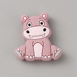Rhinoceros Food Grade Eco-Friendly Silicone Beads, Pink, 30x28.5x9mm, Hole: 2.2mm(SIL-WH0019-24B)
