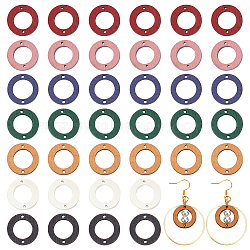 140Pcs 7 Colors Wood Connector Charms, Dyed, Ring Links, Mixed Color, 20x2.5mm, Hole: 1.2mm, 20pcs/color(WOOD-NB0002-21)