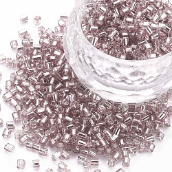 8/0 Glass Bugle Beads, Silver Lined, Thistle, 2.5~3x2.5mm, Hole: 1mm, about 15000pcs/pound(SEED-S032-07A-56)