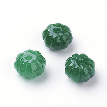 Natural Jade Beads, Dyed, Pumpkin, 13x9.5mm, Hole: 2mm