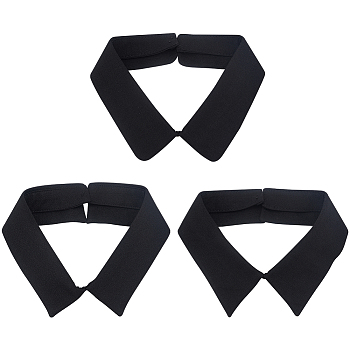 3Pcs 3 Style Polyester Detachable Blouse False Collar, Simple Bib Stand Collar Choker Necklace, Black, 440~450x50~90x3~3.5mm, 1pc/style