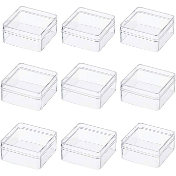 Plastic Bead Containers, Square, Clear, 6x6x3cm, Inner Diameter: 5.6x5.6cm, 10pcs/box