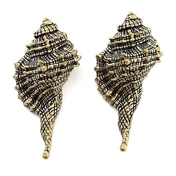 Brass Conch Figurines Statues for Home Desktop Feng Shui Ornament, Antique Bronze, 87x42.5x33.5mm