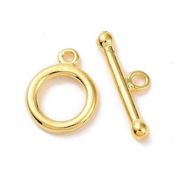 Brass Toggle Clasps, Golden, Ring: 11x2mm, Bar: 19x2mm, Hole: 1.8mm